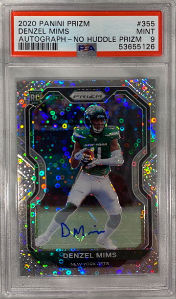 Denzel Mims 2020 Panini Prizm No Huddle Autograph PSA 9 Mint