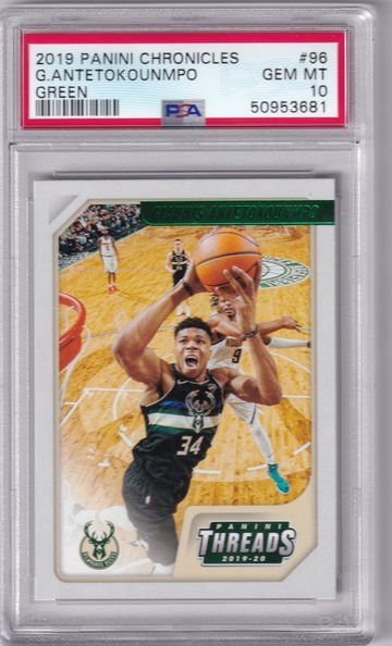 2019 Panini Chronicles Giannis Antetokounmpo Threads Green #96 PSA 10