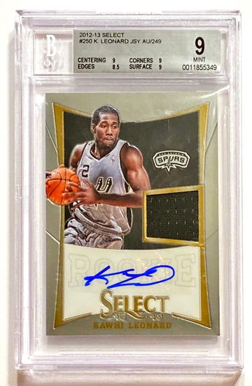 2012-13 Panini Select Kawhi Leonard Rookie Jersey Autograph BGS 9/10