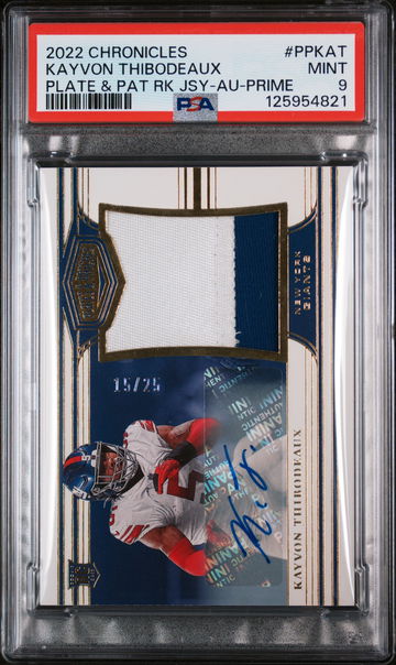 2022 Panini Chronicles Plates & Patches Rookie Jersey Autograph-Prime Kayvon Thibodeaux #PPKAT /25 PSA 9