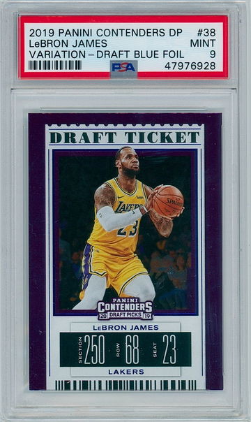 2019 Panini Contenders Draft Picks #38 Lebron James - Variation Draft Ticket (Blue Foil) PSA 9 | Lakers (NBA)