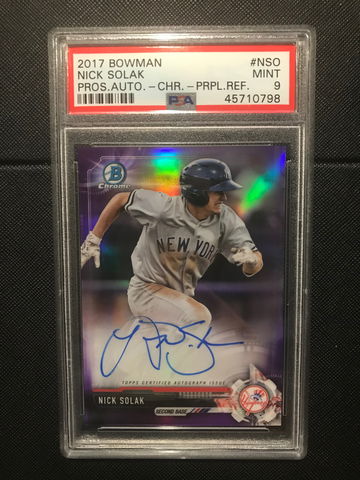 Nick Solak Bowman Chrome Purple Auto