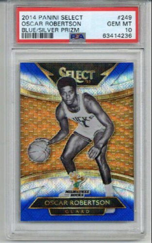 2014 PANINI SELECT BLUE SILVER PRIZM #249 OSCAR ROBERTSON BUCKS PSA 10