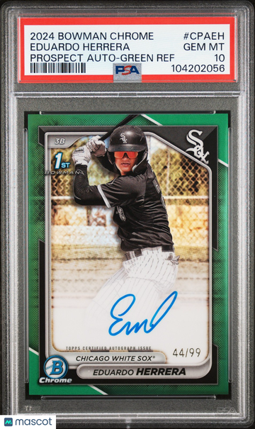 2024 Bowman Chrome Prospect Autographs Eduardo Herrera #CPAEH Prospect Auto-Green Ref /99 PSA 10