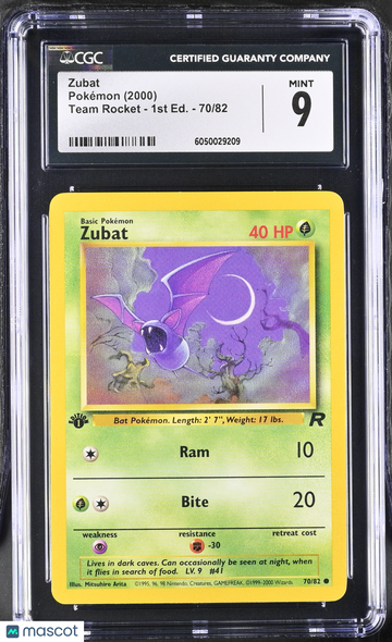 Team Rocket Zubat Non-Holo Common 1st Edition CGC 9 #70