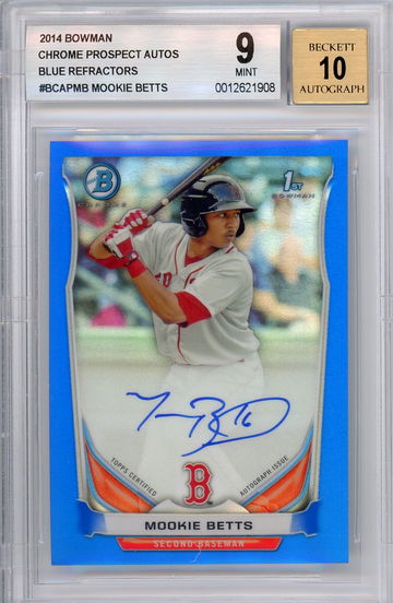 MOOKIE BETTS 2014 Bowman Chrome Blue Refractor Auto /150