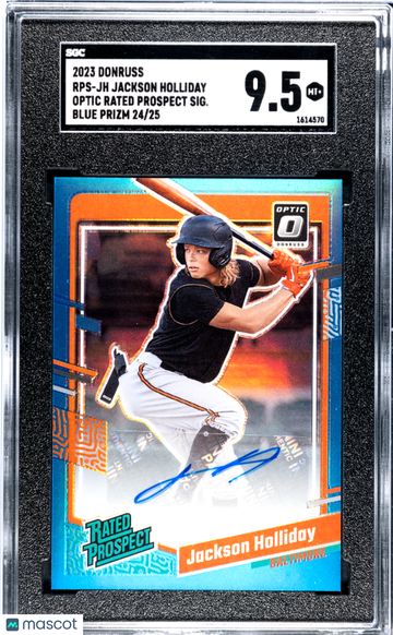 2023 Donruss Jackson Holliday #RPS-JH Optic Rated Prospect Sigs. Blue Prizm SGC 9.5