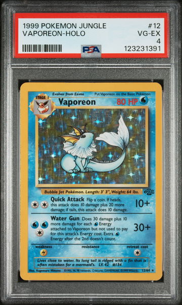 1999 Pokemon Jungle Holo Vaporeon #12 PSA 4