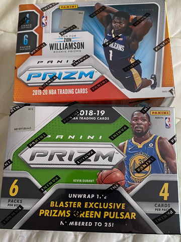 Lot of one each 2018 and 2019 panini prizm basketball blaster boxes (Luka and Zion)