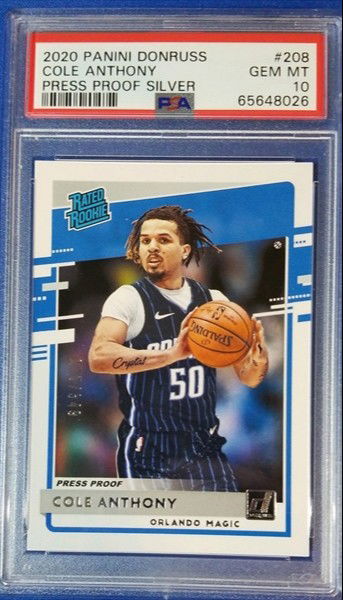 2020-21 Donruss Press Proof Silver Cole Anthony #208 /349 PSA 10