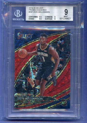 ZION WILLIAMSON 2019 SELECT Prizms Red Disco Rookie /49 #297 Courtside BGS   Half Point away from Gem
