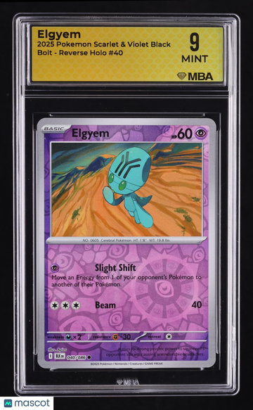 2025 Pokemon Scarlet & Violet Black Bolt Elgyem Reverse Holo MBA 9 #40
