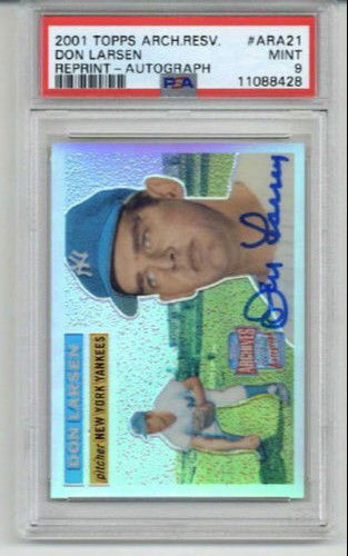 2001 TOPPS ARCHIVES RESERVE REPRINT AUTOGRAPH DON LARSEN YANKEES PSA 9 LOW POP