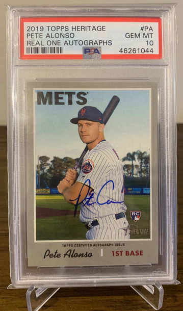 PETE ALONSO 2019 Topps Heritage Real One Blue Ink Auto PSA 10 GEM MINT
