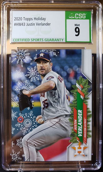 2020 Topps Holiday Justin Verlander SP Image Variation Ornament CSG Mint 9