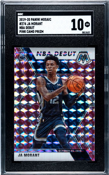 2019-20 Panini Mosaic #274 Ja Morant NBA Debut Pink Camo Prizm SGC 10!