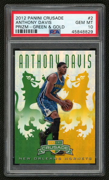 2012 Anthony Davis Panini Crusade Prizm Green & Gold Rookie #25/25 PSA 10