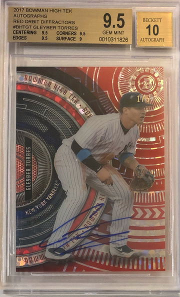 2017 Bowman High Tek Gleyber Torres Autograph RC #1/5 Red Orbit Diffractor BGS 9.5/10 AUTO 