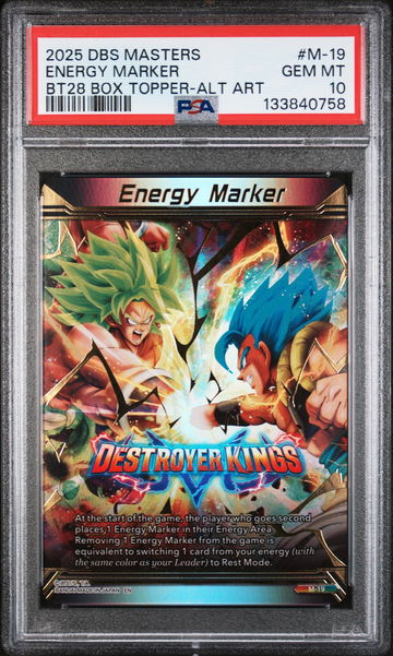2025 Dragon Ball Super Card Game Masters Series 28 Prismatic Clash Bt28 Box Topper-Alternate Art Energy Marker #M-19 PSA 10