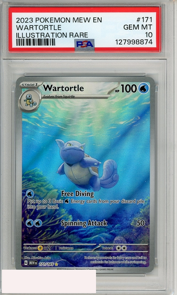 2023 POKEMON MEW EN-151 WARTORTLE #171 ILLUSTRATION RARE PSA 10 GEM MT