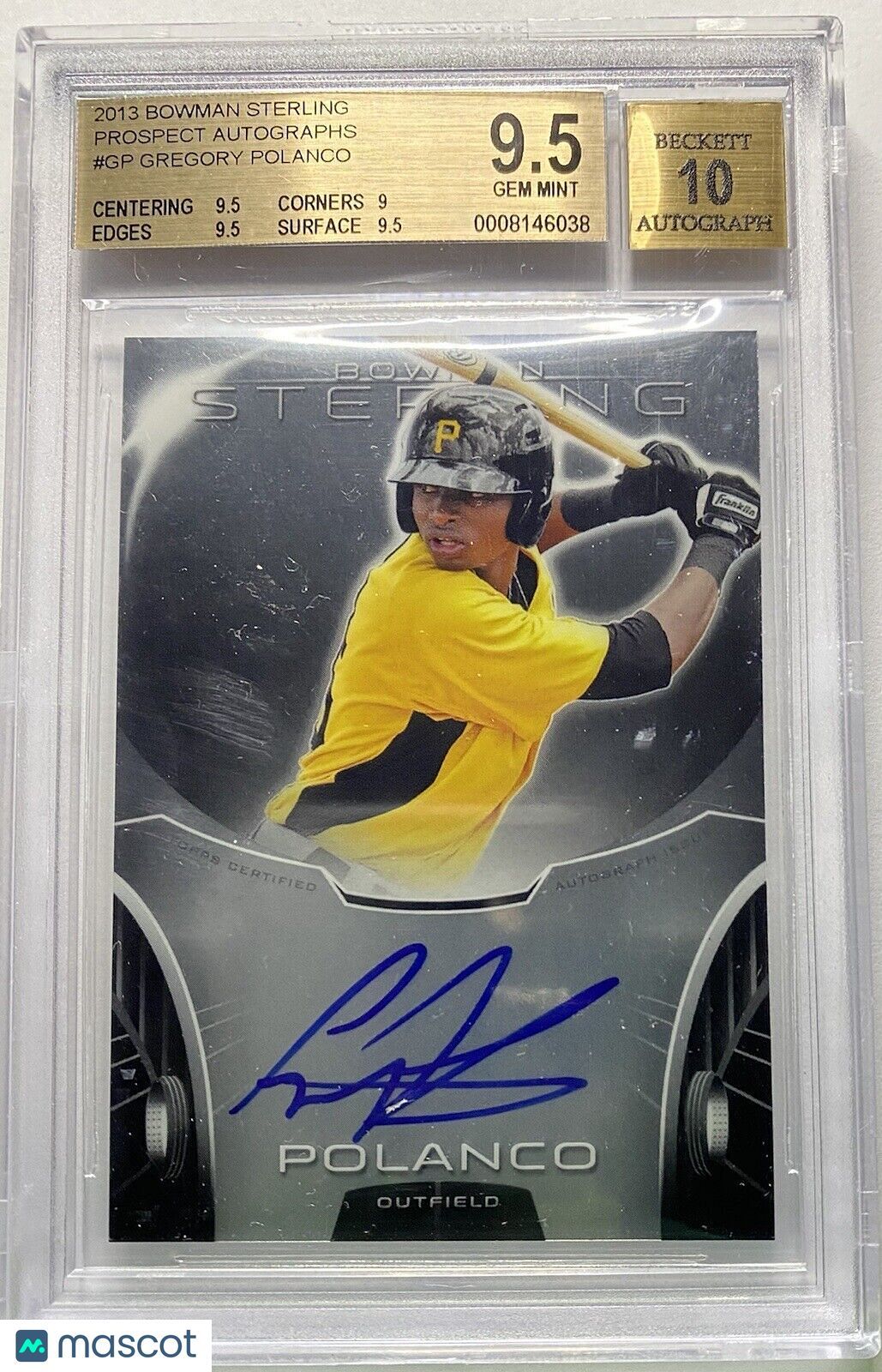 2013 Bowman Sterling Gregory Polanco Prospects Auto 10 BGS 9.5