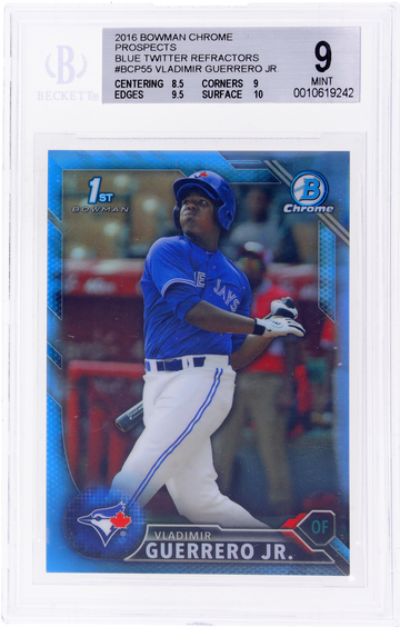 2016 Bowman Chrome Blue Vladimir Guerrero Jr. #BCP55 /15 BGS 9