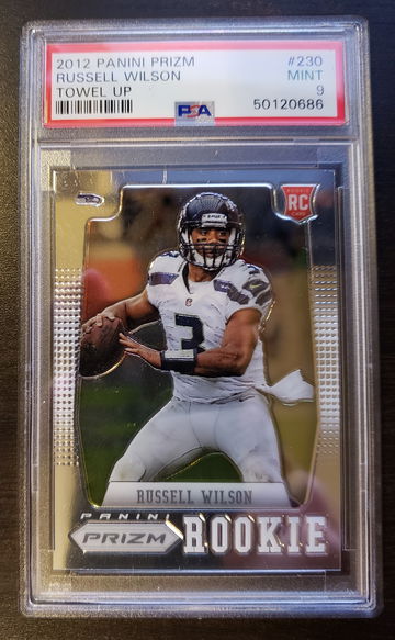 Russell Wilson 2012 Panini Prizm Towel Up Variation SP RC PSA 9