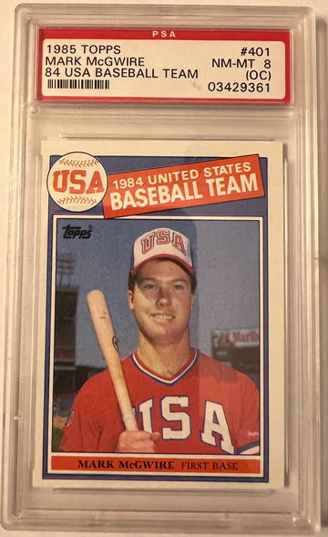1985 Topps Mark McGwire RC PSA 8 (OC)