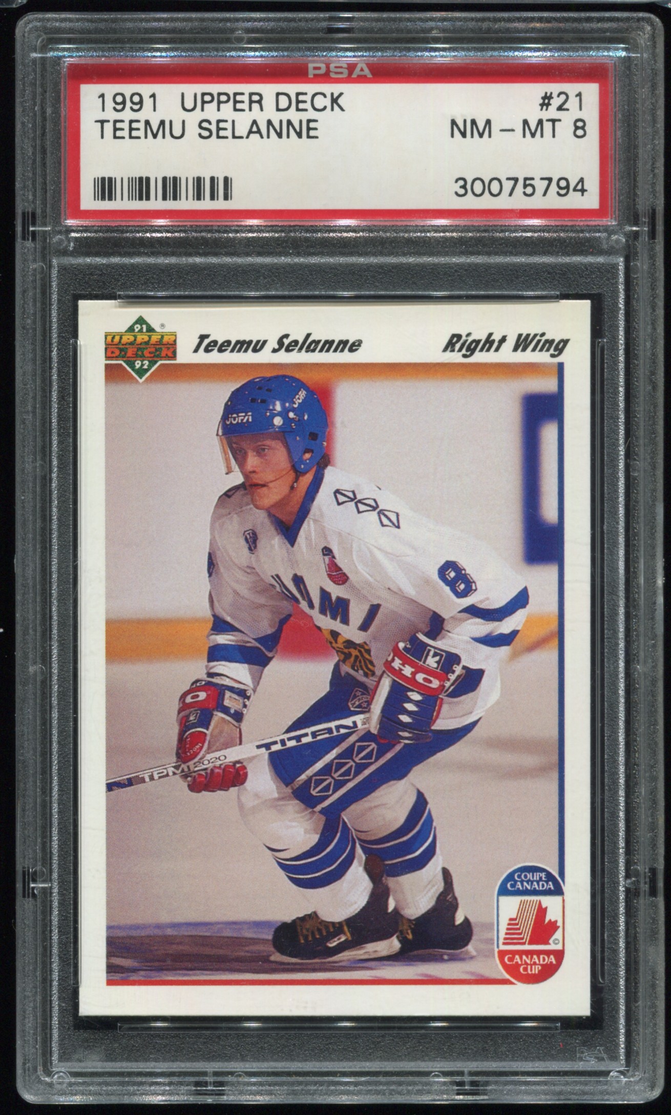 1991 Upper Deck Teemu Selanne RC #21 PSA 8