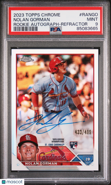 2023 Topps Chrome Rookie Autograph Nolan Gorman #RANGO Refractor PSA 9