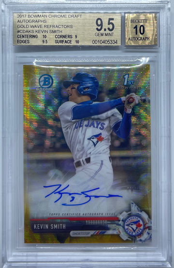 Kevin Smith 2017 Bowman Chrome Draft Auto #CDAKS Gold Wave Refrector /50 BGS 9.5