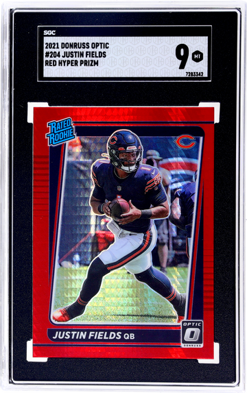 2021 Donruss Optic Red Hyper Prizm Justin Fields #204 RC SGC 9