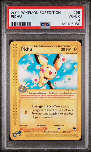 2002 Pokemon Expedition Pichu #58 PSA 4