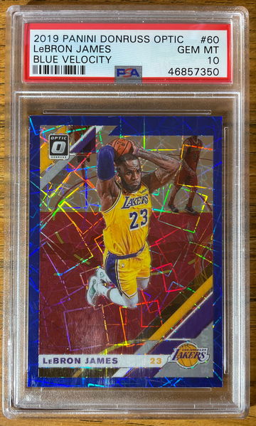 2019 Donruss Optic LeBron James Blue Velocity PSA 10 *Small Chip on Bottom Left Corner of the Slab*