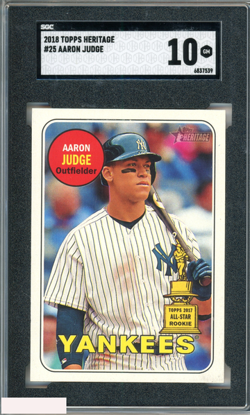 2018 TOPPS HERITAGE AARON JUDGE #25 NEW YORK YANKEES SGC 10 GEM
