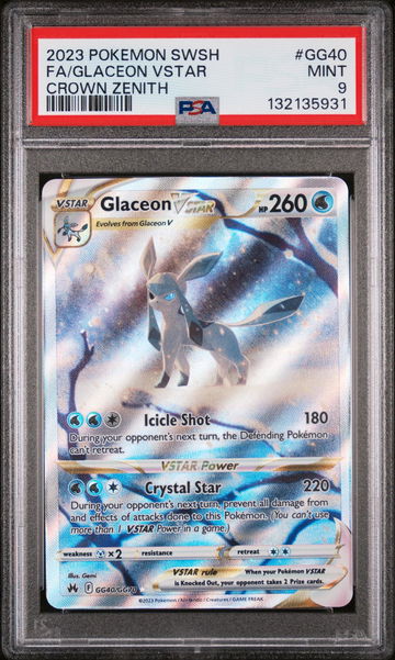 2023 Pokemon Sword and Shield Crown Zenith Galarian Gallery Glaceon Vstar #GG40 PSA 9