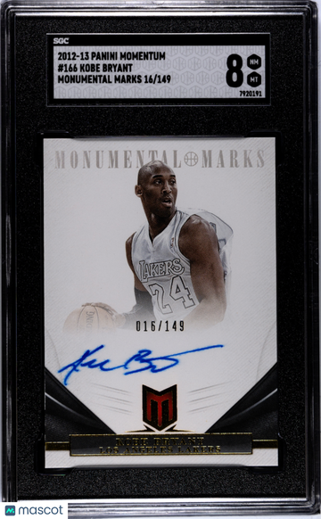 2012 Panini Momentum Kobe Bryant #166 Monumental Marks SGC 8