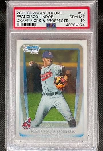 PSA 10 2011 Bowman Chrome Francisco Lindor Draft Picks & Prospects #53 Mets Low Pop
