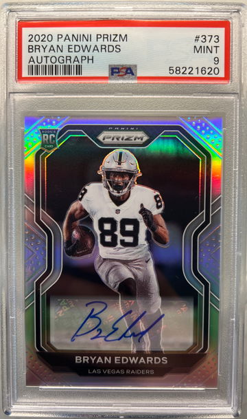 2020 panini Prizm Bryan Edwards silver Prizm auto psa 9 raiders