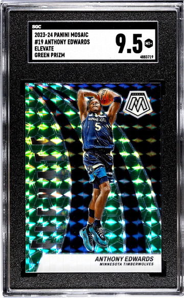 2023-24 Panini Mosaic #19 Anthony Edwards Elevate Green Prizm SGC 9.5