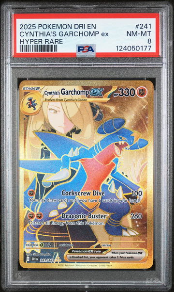 2025 Pokemon Scarlet and Violet Destined Rivals Hyper Rare Cynthia's Garchomp Ex #241 PSA 8