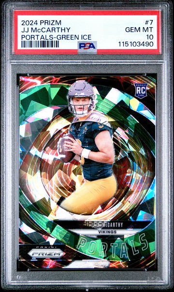 2024 Panini Prizm Green Ice JJ Mccarthy #7 PSA 10