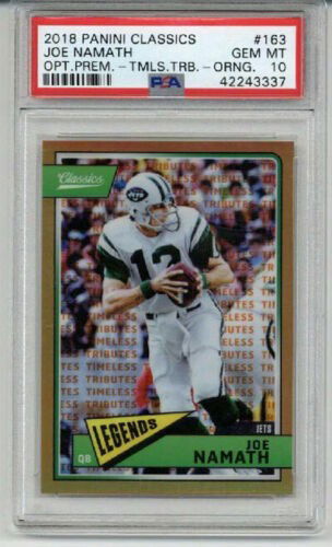 2018 PANINI CLASSICS TIMELESS TRIBUTES #163 JOE NAMATH LE 11/15 PSA 10 LOW POP