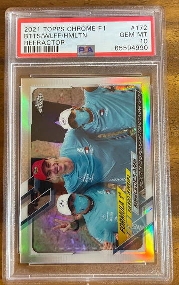 2021 TOPPS CHROME F1 MERCEDES TEAM REFRACTOR #172 PSA 10 GEM MINT