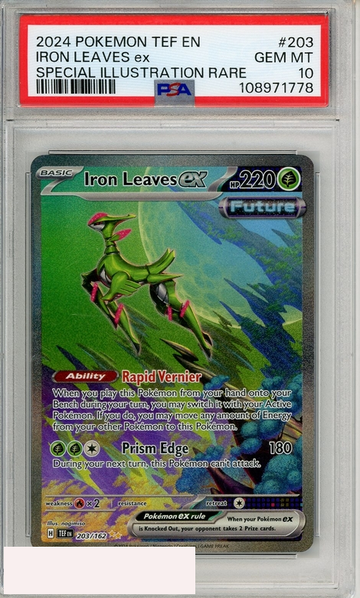 2024 POKEMON TEF EN-TEMPORAL FORCES IRON LEAVES EX #203 SIR PSA 10