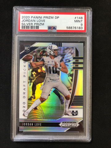 2020 Panini Prizm Draft Picks - Jordan Love - Rookie Silver Prizm PSA 9 Mint