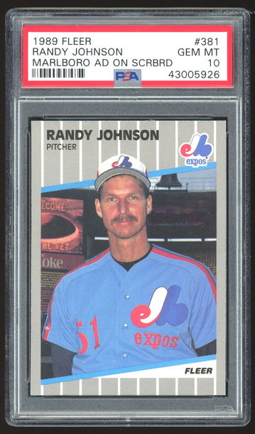 1989 Fleer Randy Johnson Marlboro Ad on Scrbrd PSA 10 GEM MT