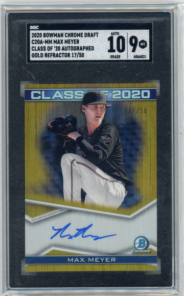 2020 Bowman Draft Chrome Max Meyer Gold Refractor Auto #d /50 SGC 10/ 9 C20A-MM Miami Marlins