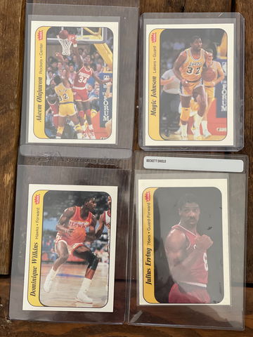1986 Fleer Sticker Lot Magic, Erving, Olajuwon, Wilkins 