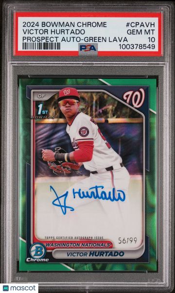 2024 Bowman Chrome Prospect Autographs Victor Hurtado #CPAVH Green Lava PSA 10
